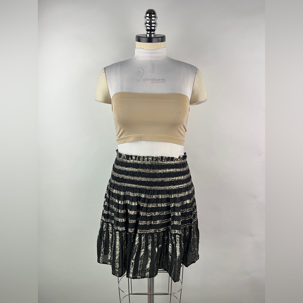 💚 3485. Striped Black Metallic Mini Skirt